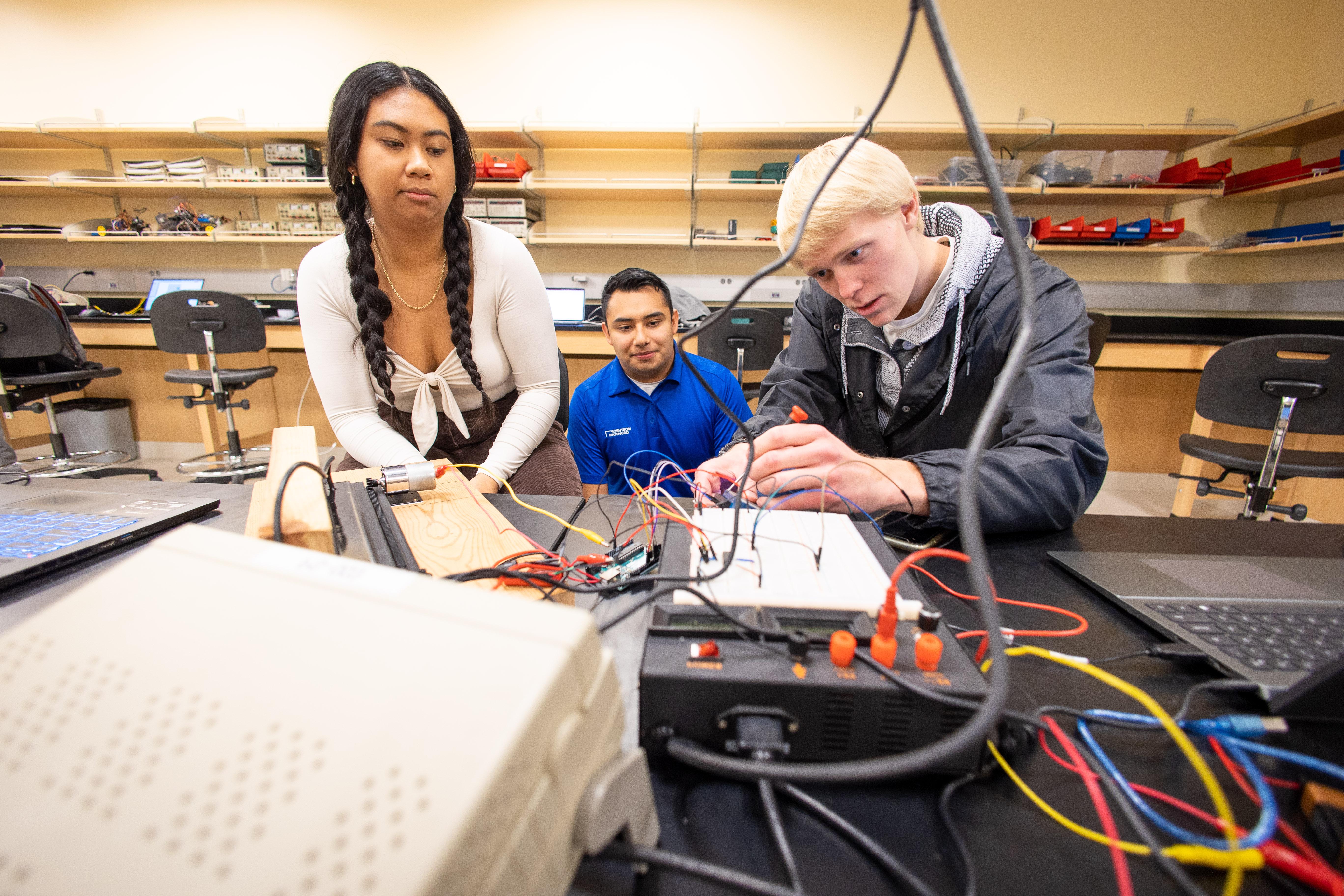 students doing research with professor